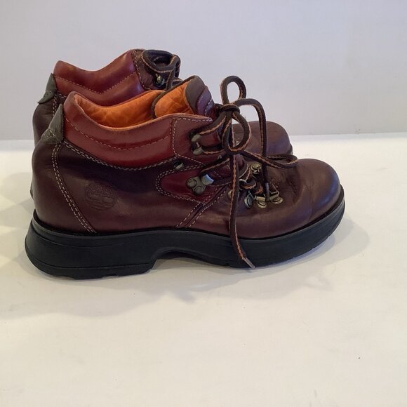 Timberland Waterproof Hiking Boots Womens 7.5 M Burgundy Leather Round Ankle Top - Picture 2 of 10